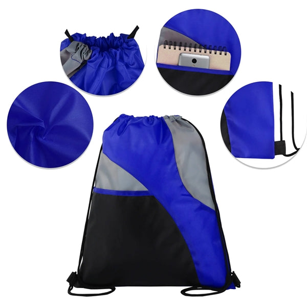 TRI-COLOR DRAWSTRING SPORT PACK BAG ( 14" x 16.5" )