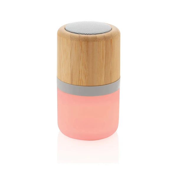Round Bamboo Colour Changing Mini  BT Speaker