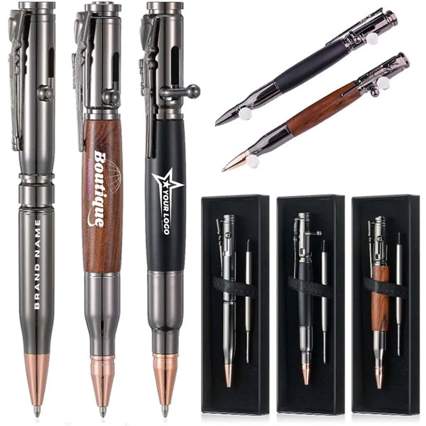 Metal and Wood Bolt Action Ballpoint Pen
