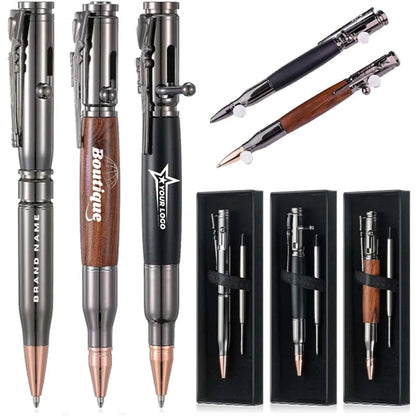 Metal and Wood Bolt Action Ballpoint Pen