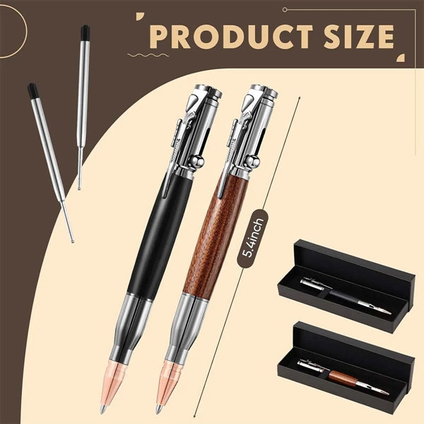 Metal and Wood Bolt Action Ballpoint Pen
