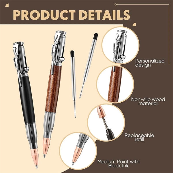 Metal and Wood Bolt Action Ballpoint Pen