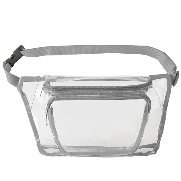 Clear Fanny Pack w/ Three Zipper Pockets (13.4"X 6" X 3.75")