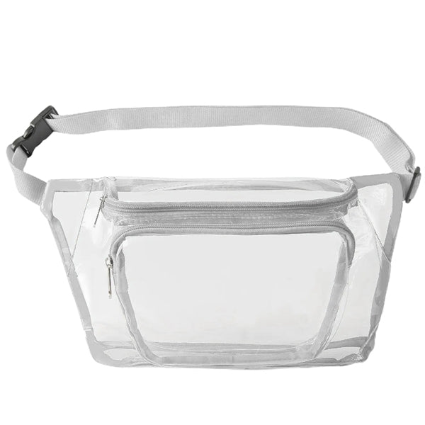 Clear Fanny Pack w/ Three Zipper Pockets (13.4"X 6" X 3.75")