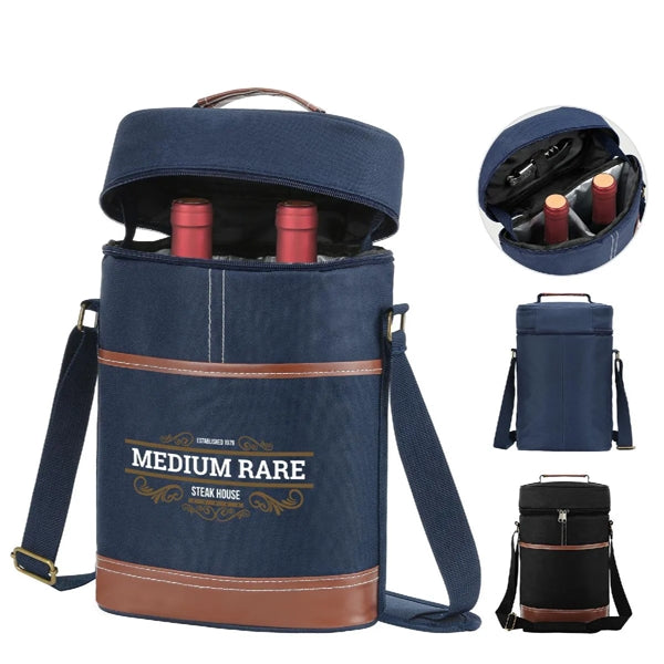 CLASSIC INSULATED DOUBLE WINE BOTTLE COOLER BAG