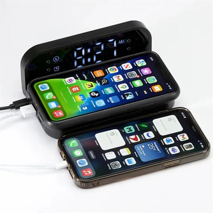 Bamboo Wireless Charging Pad With Digital Clock