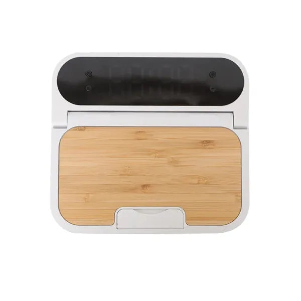 Bamboo Wireless Charging Pad With Digital Clock