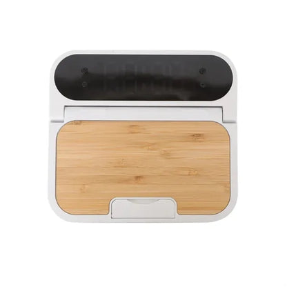 Bamboo Wireless Charging Pad With Digital Clock