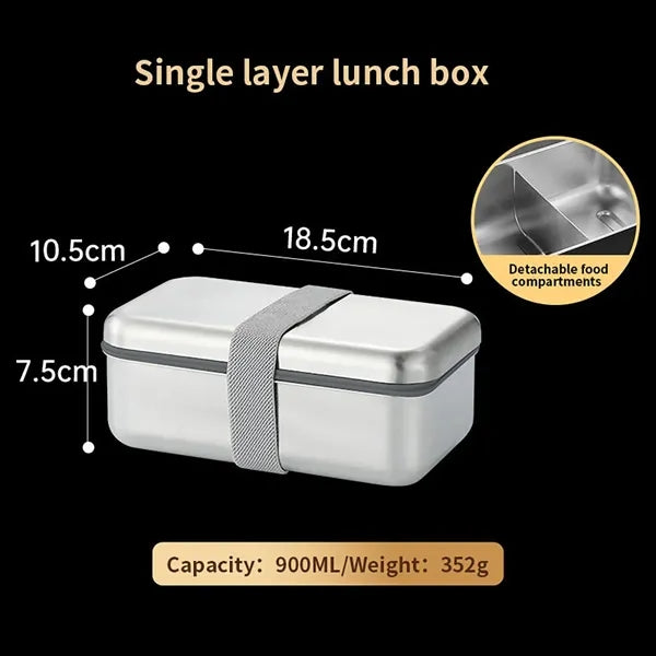Luxury 900Ml Stainless Steel 304 Bpa Free Bento Lunch Box