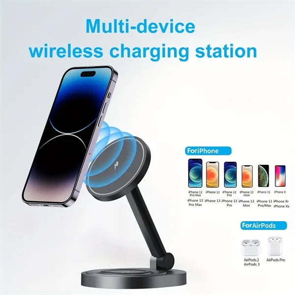 Wireless Charger 2In1 Fast Magnetic Charging Station