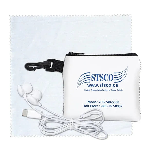 TechMesh Tunes Mobile Tech Earbud Kit in Mesh Zipper Pouch
