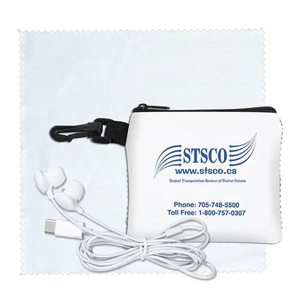 TechMesh Tunes Mobile Tech Earbud Kit in Mesh Zipper Pouch