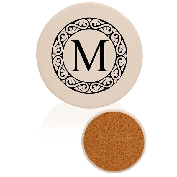 Round Marble and Wood Coasters with Bottle Opener