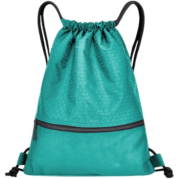 Football Shape Fabric Drawstring Bag W/ Zipper