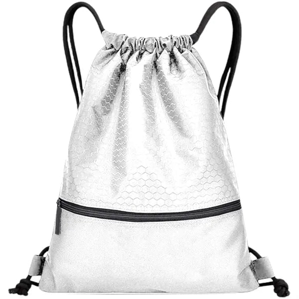 Football Shape Fabric Drawstring Bag W/ Zipper