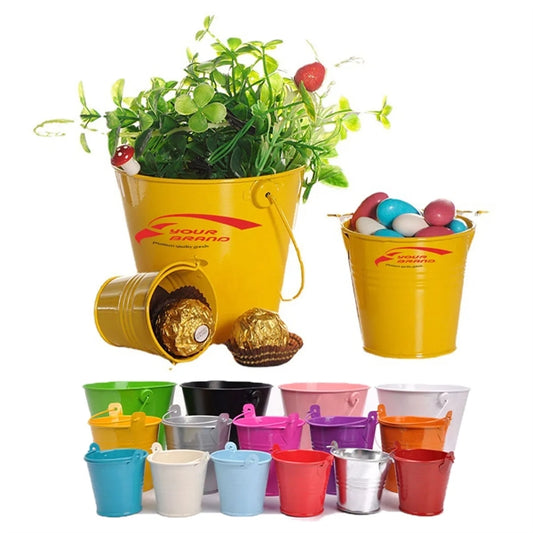 Small Metal Buckets with Handle Multi Colored