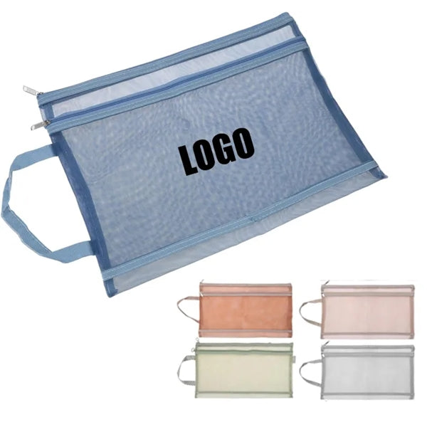 Mesh Zipper Pouch Document Bag