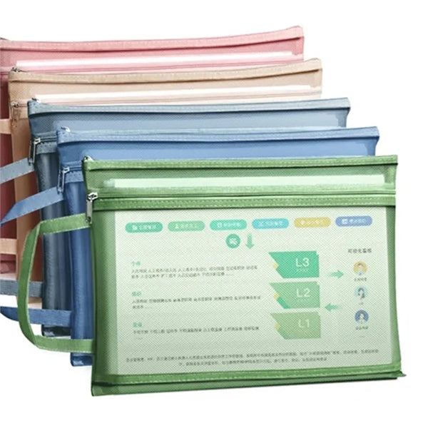 Mesh Zipper Pouch Document Bag