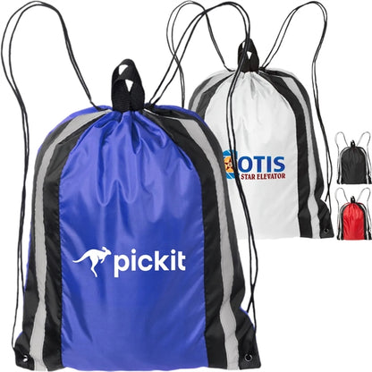 Two Color Reflector Strips Drawstring Backpacks (15.75"x20")