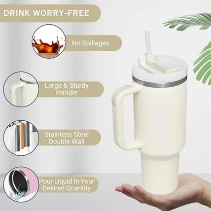 40 oz Tumbler With Handle and Straw Lid