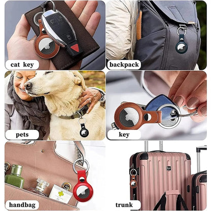Custom Protective Leather Case Tracker tag Keychain