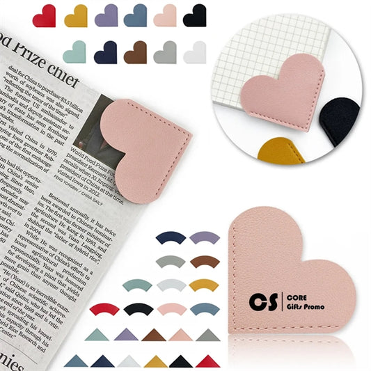 Leather Heart Corner Page Bookmarks