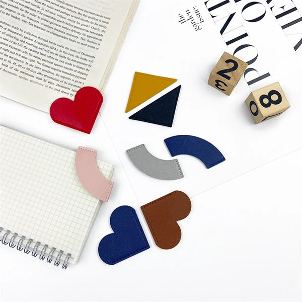 Leather Heart Corner Page Bookmarks