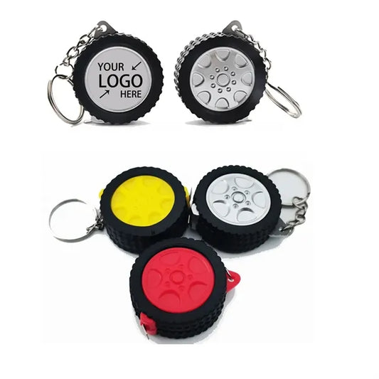 Retractable Tire Shape Measuring Tape Key Holder