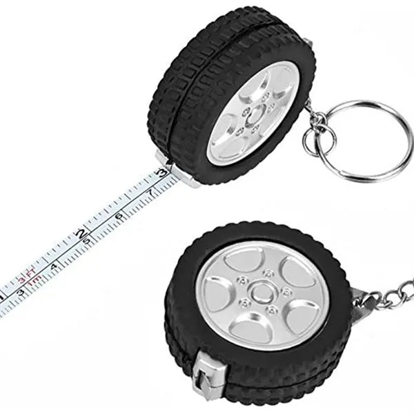 Retractable Tire Shape Measuring Tape Key Holder