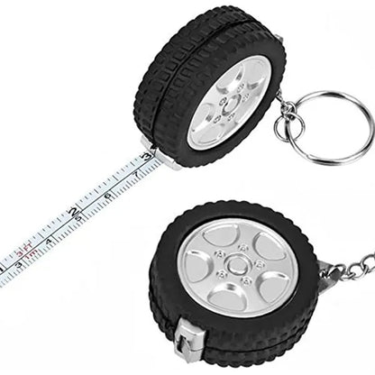 Retractable Tire Shape Measuring Tape Key Holder