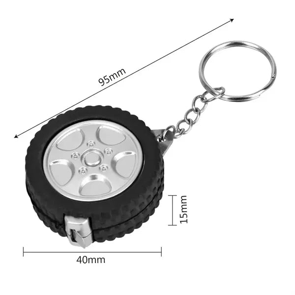Retractable Tire Shape Measuring Tape Key Holder