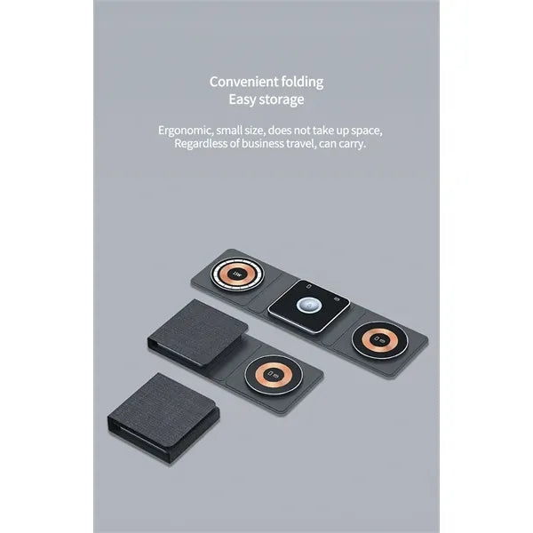 3 in 1 Foldable Magnetic Wireless Charger Station  Pad
