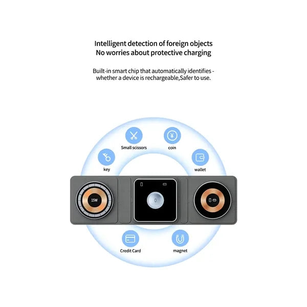 3 in 1 Foldable Magnetic Wireless Charger Station  Pad