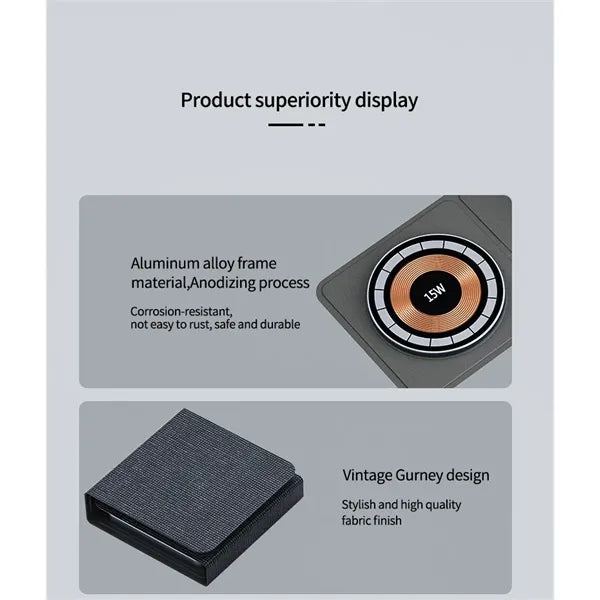 3 in 1 Foldable Magnetic Wireless Charger Station  Pad