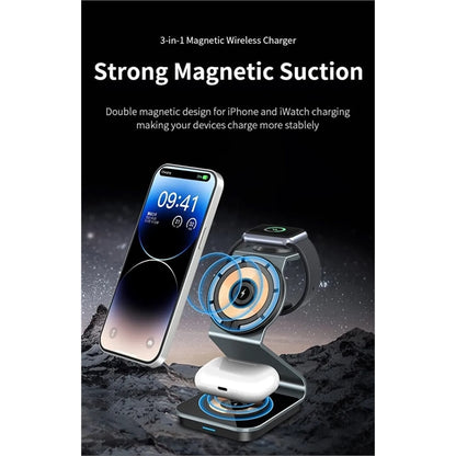 3 in 1 Aluminum Alloy Magnetic Wireless Charger Station