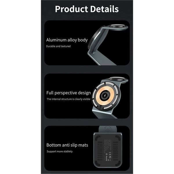 3 in 1 Aluminum Alloy Magnetic Wireless Charger Station