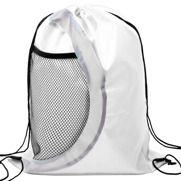 Heavy Duty Drawstring Cinch Backpack Side Mesh Pocket 15"x18