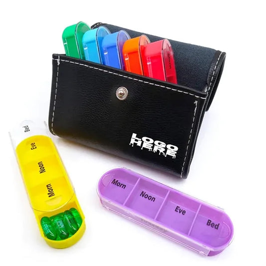 7 Days Pill Organizer With Pu Leather Carring Pocket