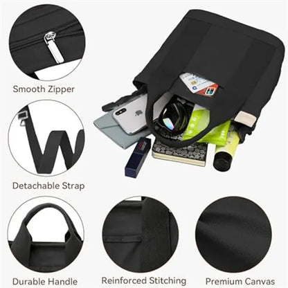 Canvas Tote Bag Women Zipper Crossbody Shoulder Satchel