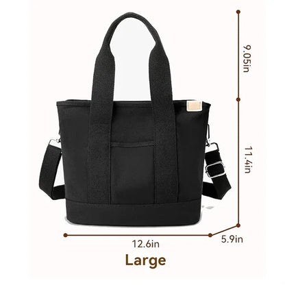 Canvas Tote Bag Women Zipper Crossbody Shoulder Satchel