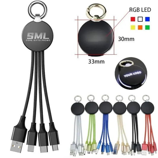 Custom Metallic Logo Light Up Cable With Type C USB