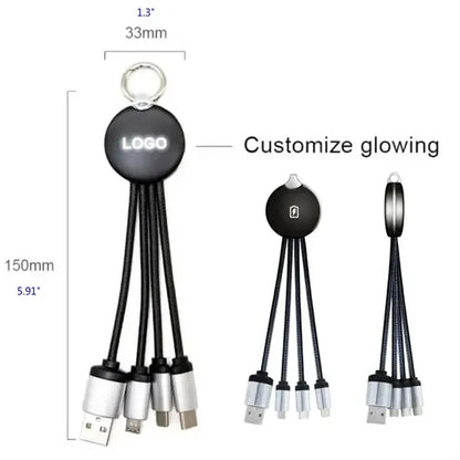 Custom Metallic Logo Light Up Cable With Type C USB