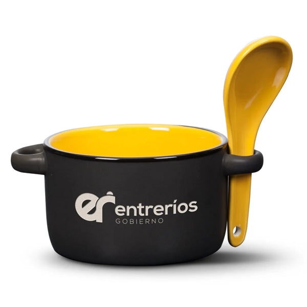 Merritt Soup Mug & Spoon - 12oz - Deep Etch