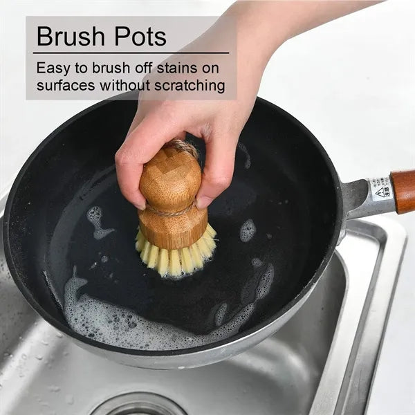 Bamboo Dish Scrub Brushes Set
