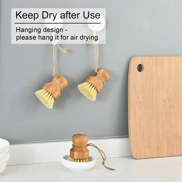 Bamboo Dish Scrub Brushes Set