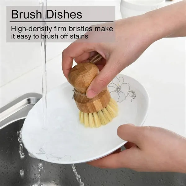 Bamboo Dish Scrub Brushes Set