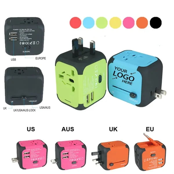 Universal Travel Adapter 2USB Changeable Wall Charger