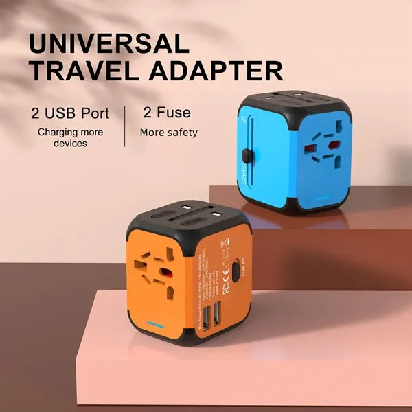 Universal Travel Adapter 2USB Changeable Wall Charger
