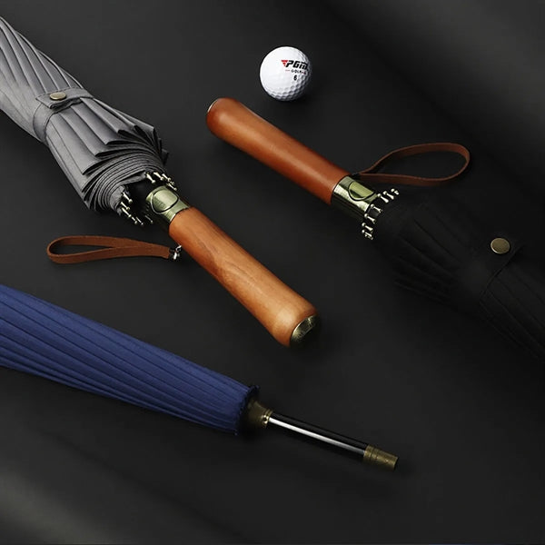 Auto Open Luxurious Vintage Wooden Handle Golf Umbrella