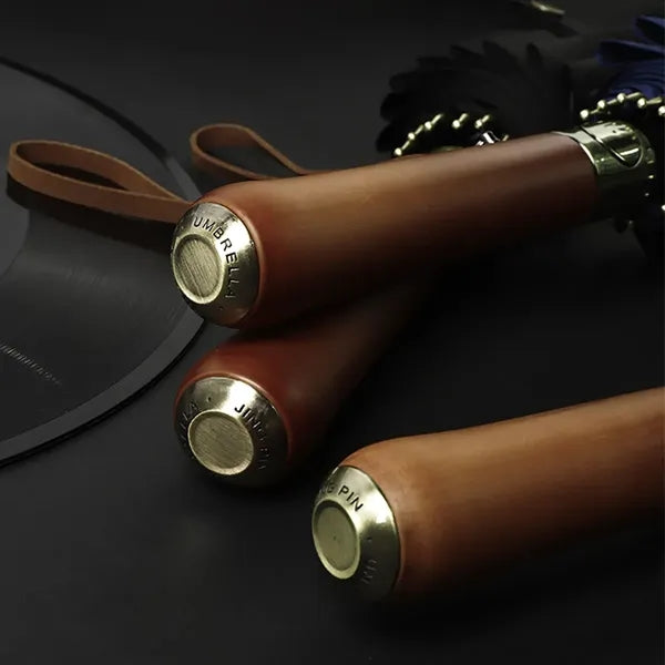 Auto Open Luxurious Vintage Wooden Handle Golf Umbrella